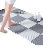 12 Pcs Grey and White PVC Floor Tiles with Drain Holes 12 x 12 Inches Mat