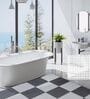 12 Pcs Grey and White PVC Floor Tiles with Drain Holes 12 x 12 Inches Mat