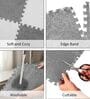 12 Pcs Grey and White Square Plush Puzzle Floor Tiles Kids and Playing Mats