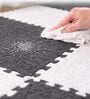 12 Pcs Grey and White Square Plush Puzzle Floor Tiles Kids and Playing Mats