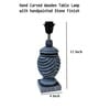 Grey Stone Finish Handpainted and hancarved Distress wooden Table lamp in Vaase handcarved design with handpainted fabric shade