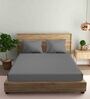 Grey Striped 210 TC Satin King Sized Bed Sheets with 2 Pillow Covers