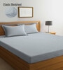 Grey Striped 300 TC Cotton Blend Double Bedsheet with 2 Pillow covers