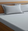 Grey Striped 300 TC Cotton Blend Double Bedsheet with 2 Pillow covers