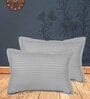 Grey Striped 210 TC Cotton Pillow Covers (Set of 2)