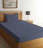 Grey Striped 300 TC Cotton Single Bedsheet with 1 Pillow Cover