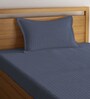 Grey Striped 300 TC Cotton Single Bedsheet with 1 Pillow Cover