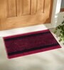 Red Striped Polyester Blend 21x13 Inches Antiskid Bath Mat (2Pcs)