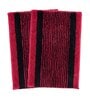 Red Striped Polyester Blend 21x13 Inches Antiskid Bath Mat (2Pcs)
