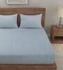 Grey Striped 210 TC Poly Cotton King Sized Bed Sheets with 2 Pillow Covers