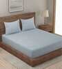 Grey Striped 210 TC Poly Cotton King Sized Bed Sheets with 2 Pillow Covers