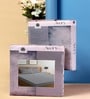 Grey Stripes 300 TC Cotton Blend Double King Sized Bedsheet With 2 Pillow Covers