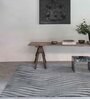 Grey Stripes Blended Linen 3 ft x 5 ft Machine Made Carpet