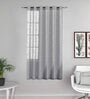 Grey Stripes Linen Stripes 5ft Sheer Eyelet Window Curtain (1 Pc)
