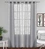 Grey Stripes Linen Stripes 7ft Sheer Eyelet Door Curtain (1 Pc)