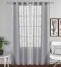 Grey Stripes Linen Stripes 8ft Sheer Eyelet Longdoor Curtain (1 Pc)