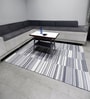 Grey Stripes Wool 7X6 Feet Hand Woven Carpet