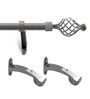 Grey Swirl Iron Expandable 2 Curtain Rod with Accessories ( 36 to 66 Inches)