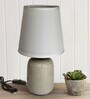 Classic Grey Fabric Shade Night Lamp With Ceramic Base