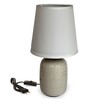 Classic Grey Fabric Shade Night Lamp With Ceramic Base