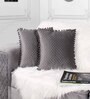 Grey Textured Velvet 16 x 16 Inches Cushion Covers (Set of 5)
