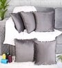 Grey Textured Velvet 16 x 16 Inches Cushion Covers (Set of 5)