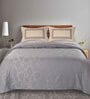 Grey Floral 144 TC 100% Cotton King Sized Bed Sheets with 2 Pillow Covers
