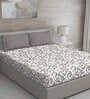 Grey Traditional 144 TC Cotton Queen Sized Bed Sheets with 2 Pillow Covers