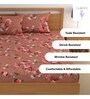 Peach Floral 200 TC 100% Cotton Queen Size Fitted Bedsheet with 2 Pillow Covers