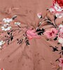 Peach Floral 200 TC 100% Cotton Queen Size Fitted Bedsheet with 2 Pillow Covers