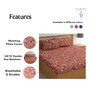 Peach Floral 200 TC 100% Cotton Queen Size Fitted Bedsheet with 2 Pillow Covers
