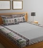 Grey Traditional 300 TC Cotton King Sized Bed Sheets with 2 Pillow Covers