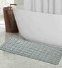 Grey Geometric Cotton 17x39 Inches AntiSkid Bath Mat