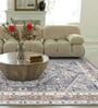 Grey Traditional Polyester 9 ft x 12 ft Machine Made Carpet