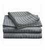 Grey Striped 300 TC Cotton Blend Queen Sized Bed Sheets with 2 Pillow Covers
