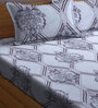 Grey Traditional 300 TC Cotton Blend King Sized Bed Sheets with 2 Pillow Covers