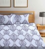 Grey Traditional 300 TC Cotton Blend King Sized Bed Sheets with 2 Pillow Covers