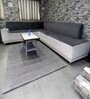 Grey Abstract Wool and Cotton 5 ft x 7 ft Hand Woven Carpet