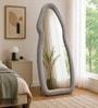 Grey Upholstered Fabric Frame Abstract Full Length Floor Mirror 28 X 60 Inches