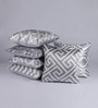 Silver Geometric Velvet 16 x 16 Inches Cushion Covers (Set of 6)