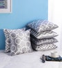 Silver Geometric Velvet 16 x 16 Inches Cushion Covers (Set of 6)