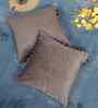 Grey Velvet Abstract 16X16 Inches Cushion Covers (2Pcs)