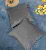 Grey Velvet Abstract 16X16 Inches Cushion Covers (2Pcs)