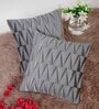 Grey Textured Geometric Velvet 16 x 16 Inches Cushion Covers (Set of 2)