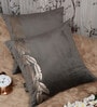 Grey Floral Leaf Velvet 16 x 16 Inches Cushion Covers (Set of 2)