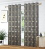 Grey Velvet Abstract 7 Foot Ring Top Door Curtain