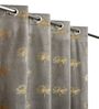 Grey Velvet Abstract 7 Foot Ring Top Door Curtains Set Of 2