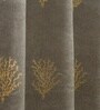 Grey Velvet Coral Branch Print  5 Foot Ring Top Window Curtains Set Of 2