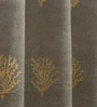 Grey Velvet Coral Branch Print  9 Foot Ring Top Door Curtains Set Of 2