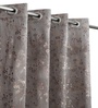 Grey Velvet Feather 5Ft Ring Top Window Curtains Pack of  2